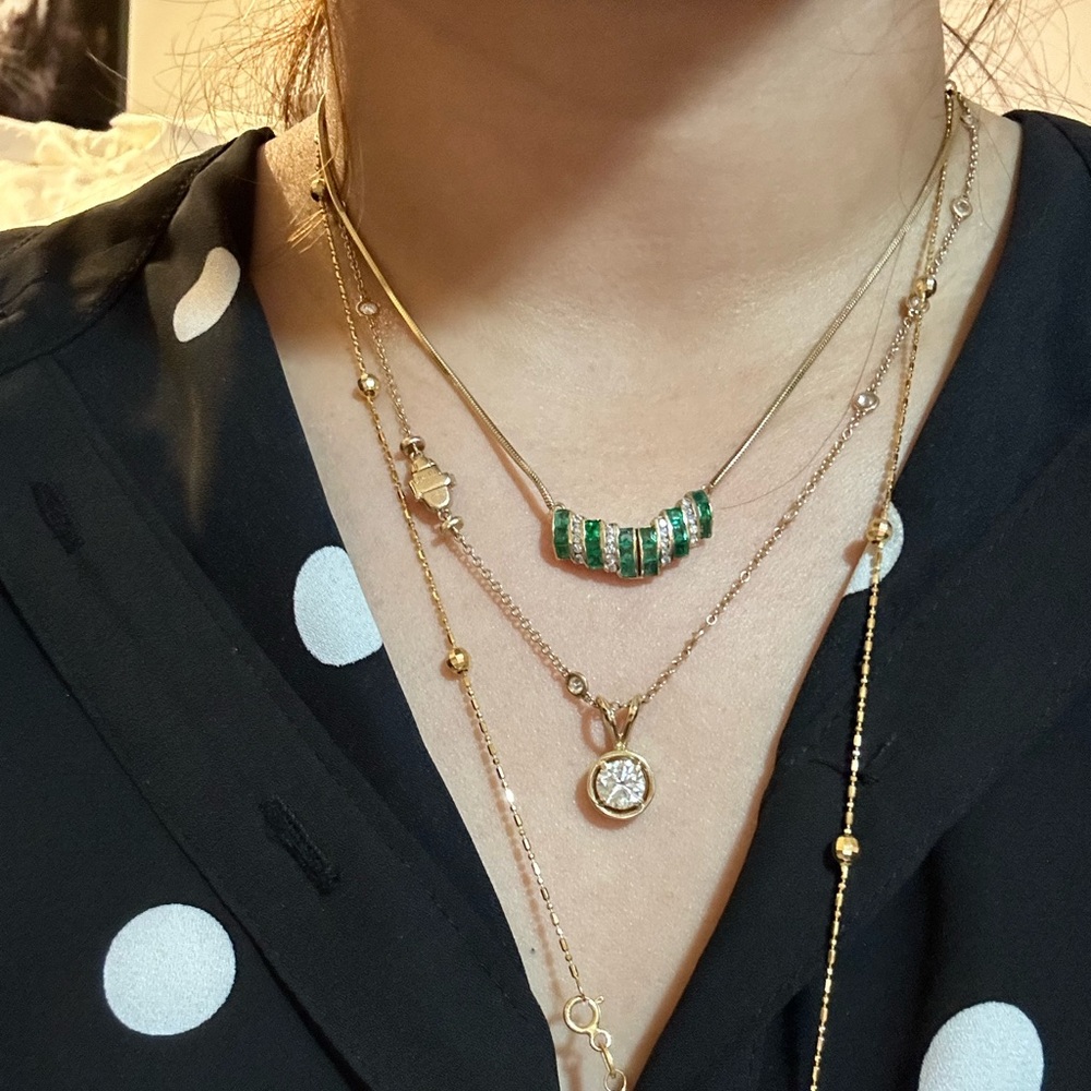 14k emerald diamond necklace